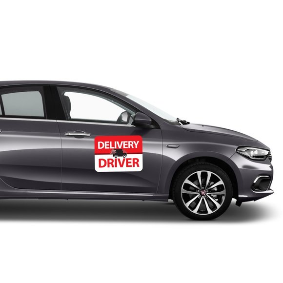 Pair (2) of Generic DELIVERY DRIVER Car Door Magnets 9"x12" Signs Food Packages - Picture 2 of 3